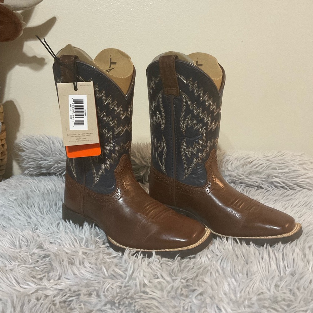 Ariat Kids' Tycoon Boots - Russet Brown and Blue